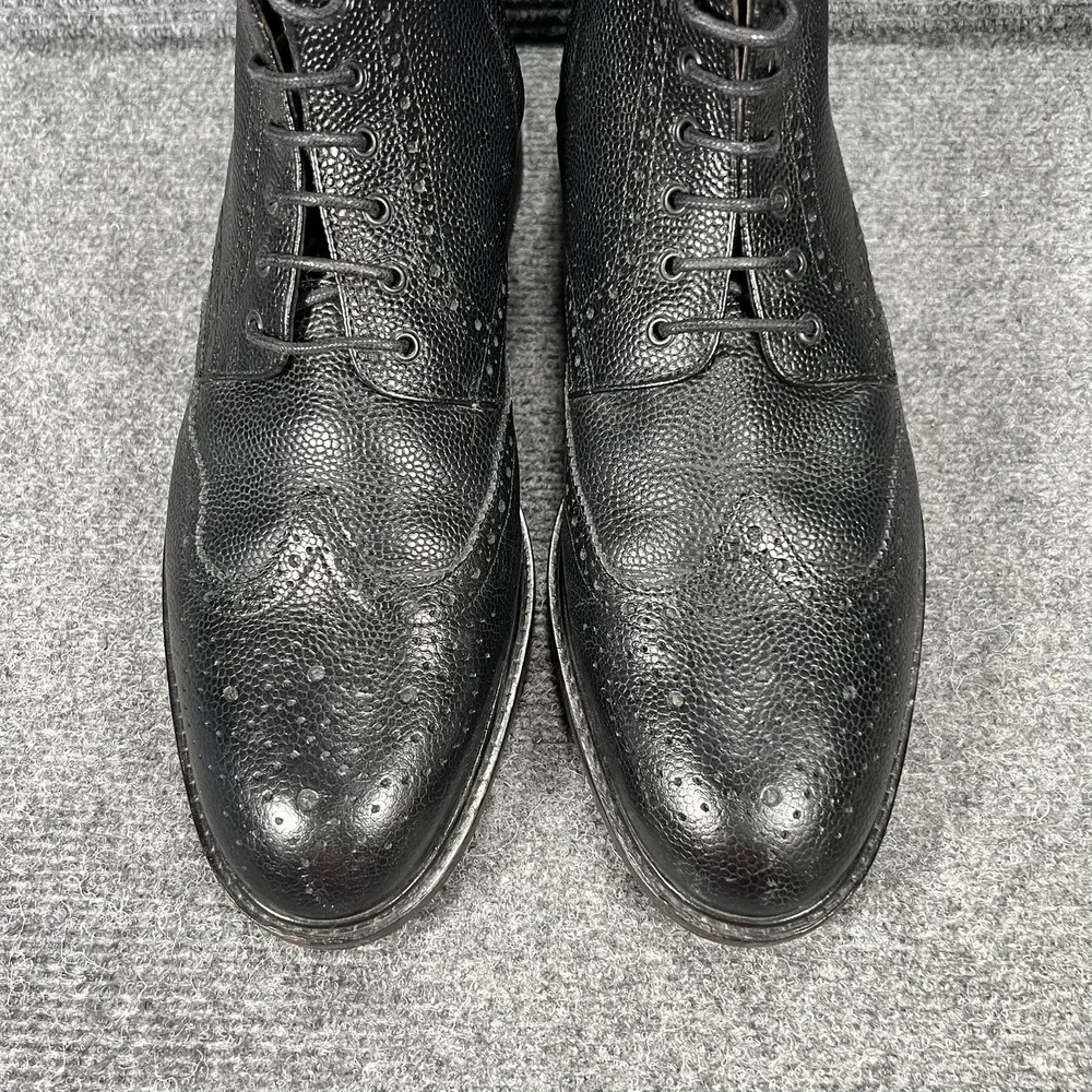 Massimo Dutti Boots Mens Size 44 Black Leather‎ Brogue Zip Combat 7006/322/800